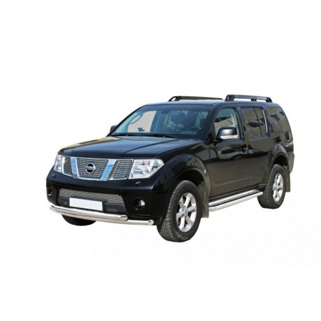 Защита порогов с алюминиевым листом (d63,5) для Nissan Pathfinder (2010-2014)(Окрашенное) купить недорого с доставкой в Новосибирск