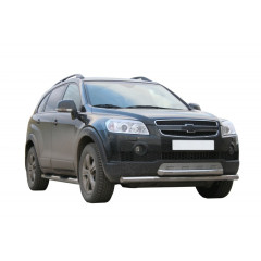 Защита порогов «Труба с проступью» (d76) для Chevrolet Captiva (2006-2013)(Нерж. Сталь)