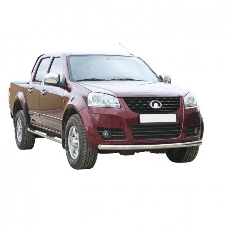 Защита порогов «Труба с проступью» (d76) для Great Wall Wingle 5 (2011-2015)(Окрашенное) купить недорого с доставкой в Новосибирск