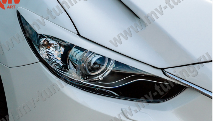 Накладки на фары (реснички) фигурные var №2 для Mazda 6 (2013-н.в.) купить недорого с доставкой в Новосибирск