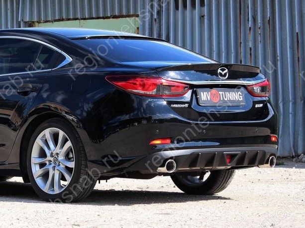 Диффузор заднего бампера var №2 (с килями + стоп сигнал) для Mazda 6 (2013-н.в.) купить недорого с доставкой в Новосибирск
