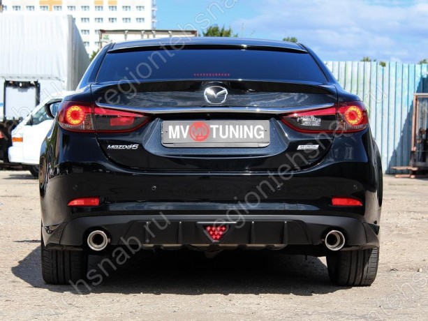 Диффузор заднего бампера var №2 (с килями + стоп сигнал) для Mazda 6 (2013-н.в.) купить недорого с доставкой в Новосибирск