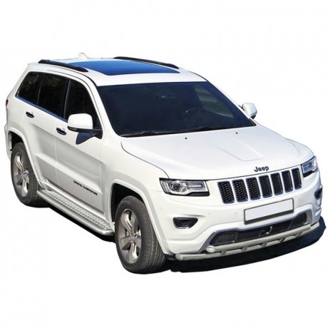 Защита порогов с алюминиевым листом (d63,5) для Jeep Grand Cherokee (2013-2018)(Окрашенное) купить недорого с доставкой в Новосибирск