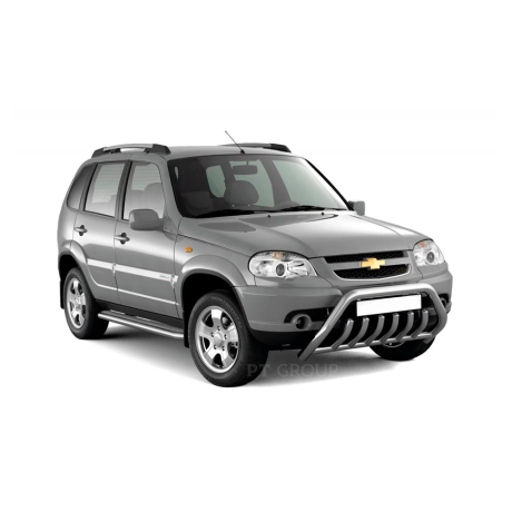 Защита порогов с алюм. площадкой d51мм (НПС) Chevrolet Niv@ (2009-2020 г.в.), L@DA Niv@ (2020-н.в.), L@DA Niv@ Travel (2021-н.в.) купить недорого с доставкой в Новосибирск