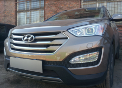 Защита радиатора "Standart" Hyundai Santa Fe (2012-2015) чёрная