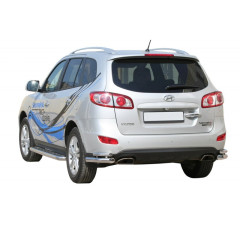 Защита заднего бампера «Уголки двойные» (d63,5) для Hyundai Santa Fe (2010-2012)(Нерж. Сталь)
