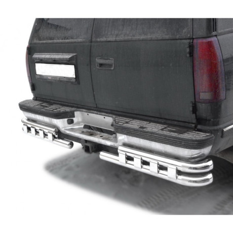 Защита заднего бампера «Уголки двойные» (d63,5) для Chevrolet Tahoe (1994-1999)(Нерж. Сталь) купить недорого с доставкой в Новосибирск