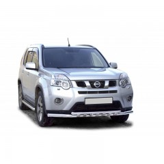 Защита переднего бампера «Труба двойная» (d63,5) для Nissan X-trail (2011-2015)(Окрашенное)
