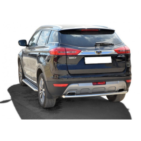 Защита заднего бампера «Труба» (d51) для Geely Atlas (2016-н.в.)(Нерж. Сталь) купить недорого с доставкой в Новосибирск