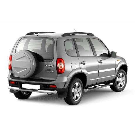 Защита заднего бампера с накладкой d63мм (НПС) CHEVROLET Niv@ (2009-2020 г.в.) купить недорого с доставкой в Новосибирск