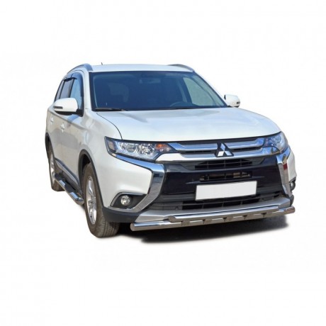 Защита порогов «Труба с проступью» (d76) для Mitsubishi Outlander (2015-н.в.)(Окрашенное) купить недорого с доставкой в Новосибирск