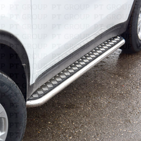 Защита порогов с алюм. площадкой d51мм (НПС) KIA Sportage (2016-н.в.) купить недорого с доставкой в Новосибирск