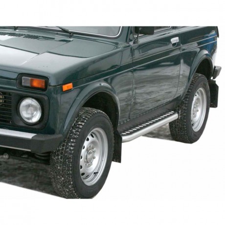 Защита порогов с алюминиевым листом (d63,5) для B@3 2131 "L@DA 4х4"(Окрашенное) купить недорого с доставкой в Новосибирск