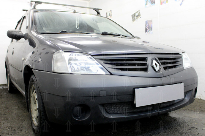 Защита радиатора "Standart" Renault Logan (2004-2009) чёрная купить недорого с доставкой в Новосибирск