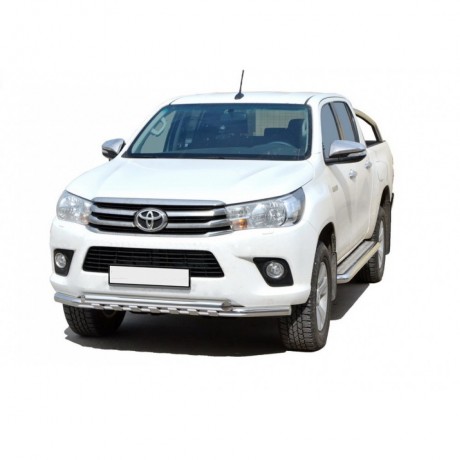 Защита порогов с алюминиевым листом (d63,5) для Toyota Hilux pickup (2017-н.в.)(Окрашенное) купить недорого с доставкой в Новосибирск