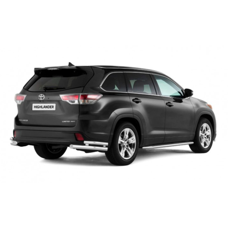 Защита заднего бампера двойная угловая d63/51мм (НПС) Toyota Highlander (2014-н.в.) купить недорого с доставкой в Новосибирск