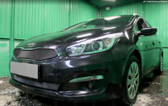 Защита радиатора "Standart" Kia Ceed (2015-2018) верх, чёрная (Comfort, Classic)
