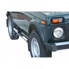 Защита порогов «Труба с проступью» (d76) для B@3 21214 "L@DA 4х4"нержавеющая сталь