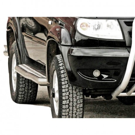 защита порогов с перегибом и алюминиевым листом (d63.5) на У@З 3163 p@triot(окрашенное) купить недорого с доставкой в Новосибирск