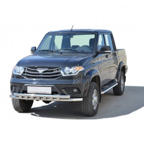 защита порогов «труба декор» для У@З 3163 "p@triot" rs (d51), нержавеющая сталь купить недорого с доставкой в Новосибирск