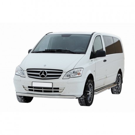 Защита порогов с алюминиевым листом (d63,5) для Mersedes-Benz Viano (& Vito) колесная база 3200 (2010-2014)(Окрашенное) купить недорого с доставкой в Новосибирск