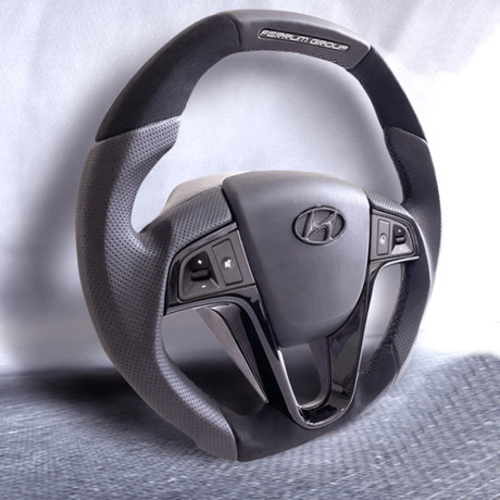 Анатомическое рулевое колесо Ferrum Group со вставками из алькантары для  Hyundai Solaris купить недорого с доставкой в Новосибирск