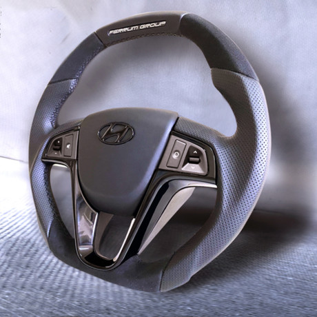 Анатомическое рулевое колесо Ferrum Group со вставками из алькантары для  Hyundai Solaris купить недорого с доставкой в Новосибирск