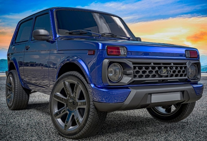 Решетка радиатора "TITAN" для B@3 2121, 21213, 21214, 2131 "L@DA 4x4" (без защитной сетки) Черное матовое купить недорого с доставкой в Новосибирск