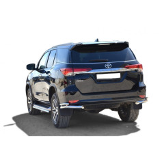 Защита заднего бампера «Уголки двойные» (d63,5) для Toyota Fortuner (2017-н.в.)(Нерж. Сталь)