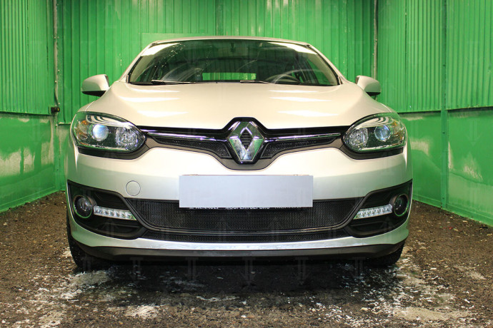 Защита радиатора "Standart" Renault Megane (2014-2016) низ, чёрная купить недорого с доставкой в Новосибирск