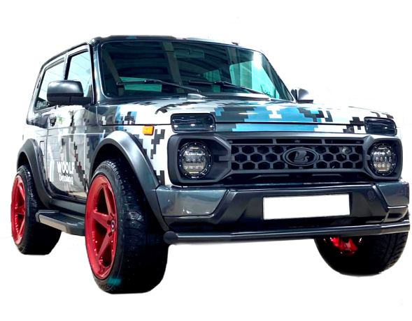 Решетка радиатора "TITAN" для B@3 2121, 21213, 21214, 2131 "L@DA 4x4" (с защитной сеткой) Черное матовое купить недорого с доставкой в Новосибирск