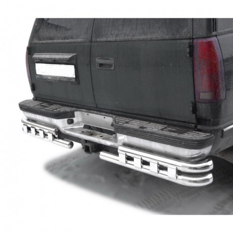 Защита заднего бампера «Уголки двойные» (d63,5) для Chevrolet Tahoe (1994-1999)(Окрашенное) купить недорого с доставкой в Новосибирск