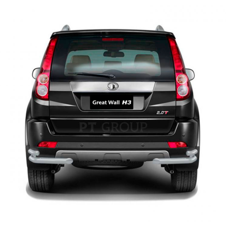 Защита заднего бампера двойная угловая d63/51мм ИСКРА (ППК) GREAT WALL Hover H3 (2014-2016 г.в.) купить недорого с доставкой в Новосибирск