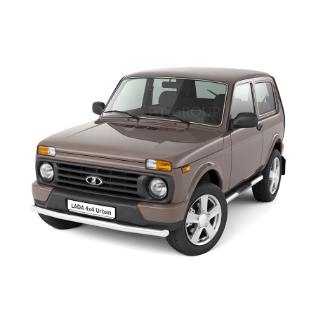 Защита порогов с накладками d63мм (НПС) L@DA "4х4 2121" с 1995 г.в., L@DA 4x4 Urban c 2015 г.в. купить недорого с доставкой в Новосибирск