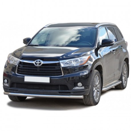 Защита порогов с алюминиевым листом (d63,5) для Toyota Highlander (2014-2015)(Окрашенное) купить недорого с доставкой в Новосибирск