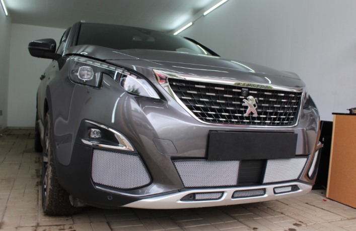 Защита радиатора "Standart" Peugeot 3008 (2016-2020) низ, хром купить недорого с доставкой в Новосибирск